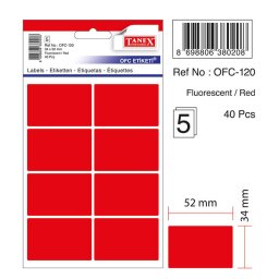 Accesorii birotica Etichete autoadezive color, 34 x 52 mm, 40 buc/set, TANEX - rosu fluorescent
