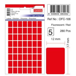 Accesorii birotica Etichete autoadezive color, 12 x 17 mm, 280 buc/set, TANEX - rosu fluorescent