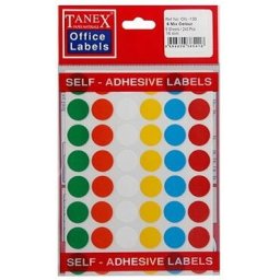 Accesorii birotica Etichete autoadezive color mix, D16 mm, 240 buc/set, TANEX - culori asortate