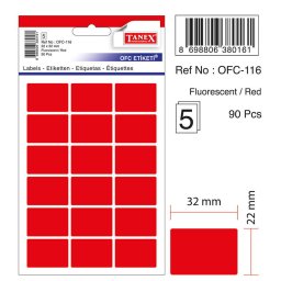 Accesorii birotica Etichete autoadezive color, 22 x 32 mm, 90 buc/set, TANEX - rosu fluorescent