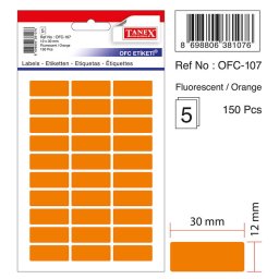 Accesorii birotica Etichete autoadezive color, 12 x 30 mm, 150 buc/set, TANEX - orange fluorescent