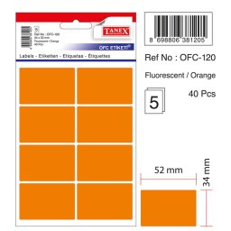 Accesorii birotica Etichete autoadezive color, 34 x 52 mm, 40 buc/set, TANEX - orange fluorescent