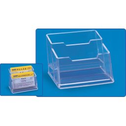 Accesorii birotica Suport plastic pentru 2 seturi carti de vizita, pentru birou, KEJEA - transparent