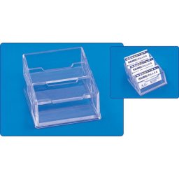 Accesorii birotica Suport plastic pentru 3 seturi carti de vizita, pentru birou, KEJEA - transparent