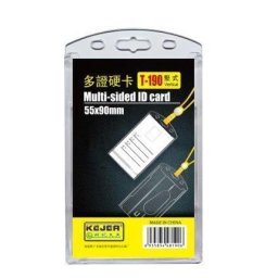 Accesorii birotica Suport dublu, PS rigid, pentru ID carduri, 55 x 90mm, vertical, 5 buc/set, KEJEA - trans. cristal
