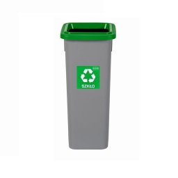 Cos plastic reciclare selectiva, capacitate 75l, PLAFOR Fit - gri cu capac verde - sticla