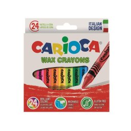 Articole pentru scoala Creioane cerate, rotunde, lavabile, D- 8mm, 24 culori/cutie, CARIOCA Wax Crayons