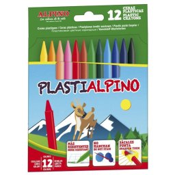 Articole pentru scoala Creioane cerate din plastic, cutie carton, 12 culori/cutie, Plasti ALPINO