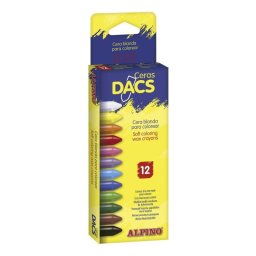 Articole pentru scoala Creioane cerate soft, cutie carton, 12 culori/cutie, ALPINO Dacs