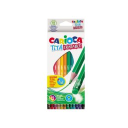 Articole pentru scoala Creioane colorate CARIOCA Tita Erasable, hexagonale, flexibile, erasable, 12 culori/cutie, cu guma
