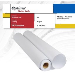 Rola plotter A1, 80gr, 594mm x 50m, Optima - Premium