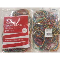 Accesorii birotica Elastice pentru bani, 60% cauciuc, 100gr./punga, D 65, grosime 1.5mm x 1.5mm, Optima - assorted colo