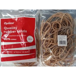 Accesorii birotica Elastice pentru bani, 60% cauciuc, 100gr./punga, D 90, grosime 3mm x 1.5mm, Optima - natural