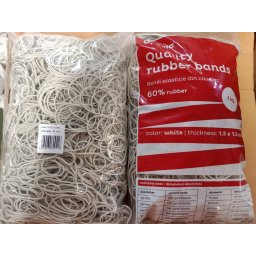 Accesorii birotica Elastice pentru bani, 60% cauciuc, 1kg/punga, D 40, grosime 1.5mm x 1.5mm, Optima - albe