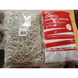 Accesorii birotica Elastice pentru bani, 60% cauciuc, 1kg/punga, D 50, grosime 1.5mm x 1.5mm, Optima - albe