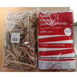 Accesorii birotica Elastice pentru bani, 60% cauciuc, 500gr./punga, D100, grosime 5mm x 1.5mm, Optima - natural