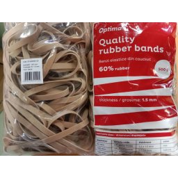 Accesorii birotica Elastice pentru bani, 60% cauciuc, 500gr./punga, D120, grosime 8mm x 1.5mm, Optima - natural