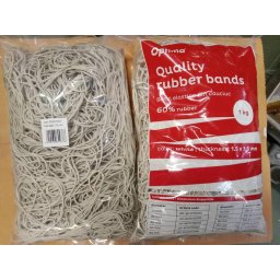 Accesorii birotica Elastice pentru bani, 60% cauciuc, 1kg/punga, D 70, grosime 1.5mm x 1.5mm, Optima - albe