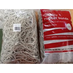Accesorii birotica Elastice pentru bani, 60% cauciuc, 1kg/punga, D120, grosime 1.5mm x 1.5mm, Optima - albe