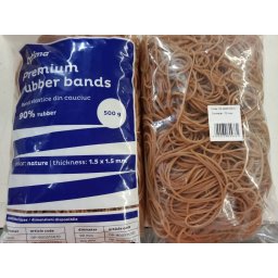 Accesorii birotica Elastice pentru bani, 90% cauciuc, 500gr./punga, D 70, grosime 1.5mm x 1.5mm, Optima - natural