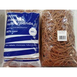 Accesorii birotica Elastice pentru bani, 90% cauciuc, 500gr./punga, D 90, grosime 1.5mm x 1.5mm, Optima - natural