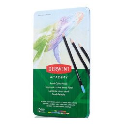 Articole pentru scoala Creioane colorate DERWENT Academy, cutie metalica, 12 buc/set, culori pastel