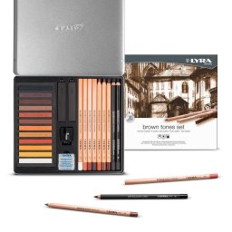 Articole pentru scoala Set creioane pentru desene si schite, 25 piese/set, tonuri de maro, LYRA
