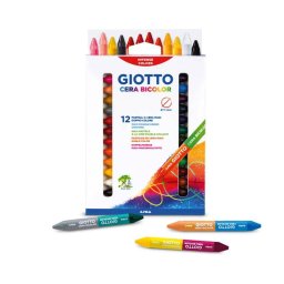 Articole pentru scoala Creioane cerate din plastic, cu 2 capete, 12 culori/cutie, GIOTTO Cera