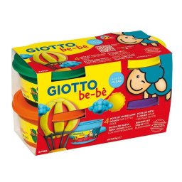 Articole pentru scoala Plastilina standard, 4 culori(verde, rosu, galben, mov) x 100 grame/borcan, GIOTTO be-be