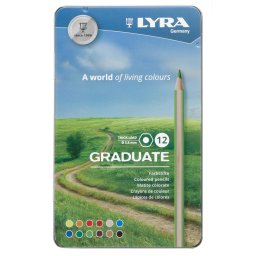Articole pentru scoala Creioane colorate LYRA Graduate Graphite, 12 culori/cutie metalica