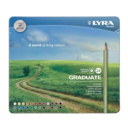 Articole pentru scoala Creioane colorate LYRA Graduate Graphite, 24 culori/cutie metalica