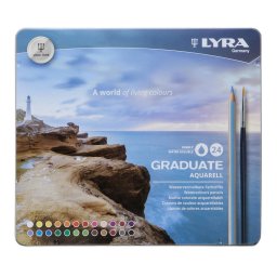 Articole pentru scoala Creioane colorate LYRA Graduate Aquarell, 24 culori+pensula/cutie metalica