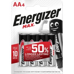 Baterii Max AA, LR6, 1.5V, 4 buc/set, Energizer, dureaza cu 50% mai mult decat cele alkaline