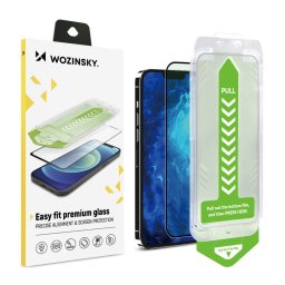 Wozinsky with mounting frame - Folie protecție ecran din Sticlă securizată - compatibil cu Apple iPhone 15 Pro Wozinsky Premium - culoare Negru