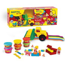 Articole pentru scoala Kit plastilina dough 6 culori x 100 grame + ustensile modelaj, GIOTTO be-be My Builder