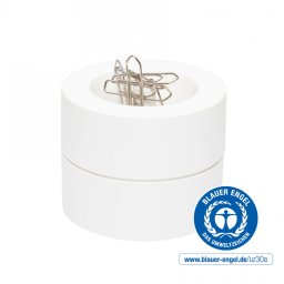 Accesorii birotica Suport pentru agrafe, forma rotunda - D73mm, H60mm, din plastic reciclat, ECO MAUL - alb
