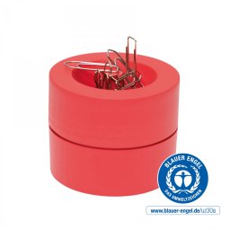 Accesorii birotica Suport pentru agrafe, forma rotunda - D73mm, H60mm, din plastic reciclat, ECO MAUL - rosu