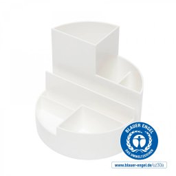 Accesorii birotica Suport pentru instrumente de scris, 6 compartimente, din plastic reciclat, ECO MAUL - alb