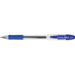 Pix cu gel PENAC FX-1, rubber grip, 1.0mm, con metalic, corp transparent - scriere albastra