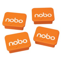 Accesorii birotica Magneti pentru table NOBO, 18x22 mm, sustin 4 coli, 4 buc/set, portocaliu