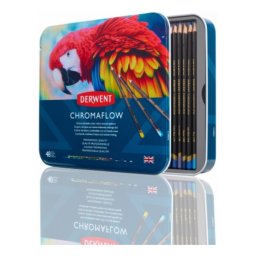 Articole pentru scoala Creioane colorate Derwent Professional Chromaflow, cutie metalica, 48 buc/set