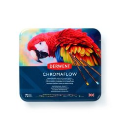 Articole pentru scoala Creioane colorate Derwent Professional Chromaflow, cutie metalica, 72 buc/set