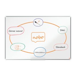 Tabla NOBO Premium Plus, otel lacuit, 150x100 cm, magnetica, include marker si tavita, alb
