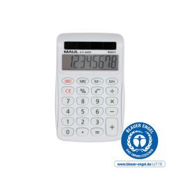 Calculator de birou Calculator de birou Maul ECO MJ455, 8 digits, realizat din plastic reciclat, incarcare solara - alb