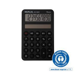 Calculator de birou Calculator de buzunar Maul ECO MD1, 10 digits, realizat din plastic reciclat, incarcare solara-negru