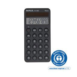 Calculator de birou Calculator de buzunar Maul ECO MD2, 10 digits, realizat din plastic reciclat, incarcare solara-negru