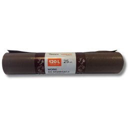 Diverse articole de curatenie Saci plastic reciclat, standard, 120L, 69x105cm, 35 mic, 25buc/rola, Resaco - maro - deseuri bio