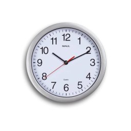 Ceas de perete, D-25 cm, cifre arabe, cadran alb, MAUL Run - rama plastic argintie