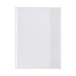Folie protectie doc. A4, clapa laterala, inchidere cu capsa, 4/set, 200 microni, Optima - albastru t