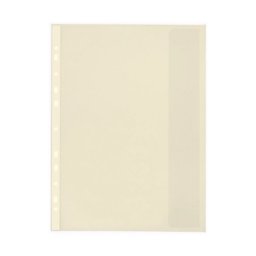 Folie protectie doc. A4, clapa laterala, inchidere cu capsa, 4/set, 200 microni, Optima - fumuriu